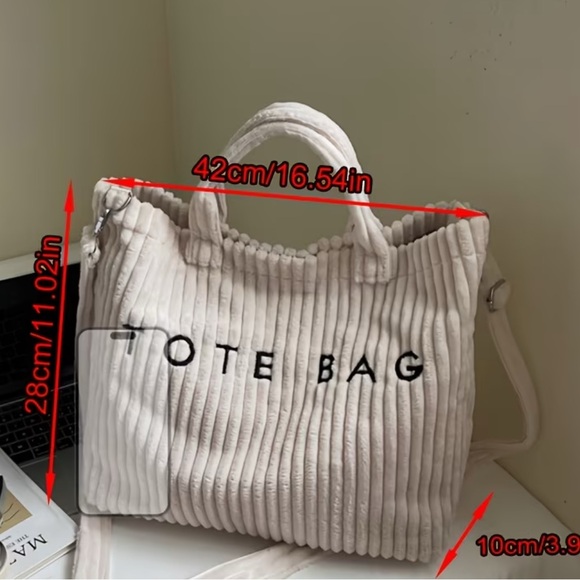 Black Corduroy Tote Bag - Picture 3 of 7